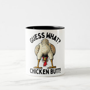 Caneca De Café Em Dois Tons Engraçado adivinha que galinha