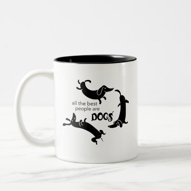 Caneca De Café Em Dois Tons Engraçado Cachorro (Esquerda)