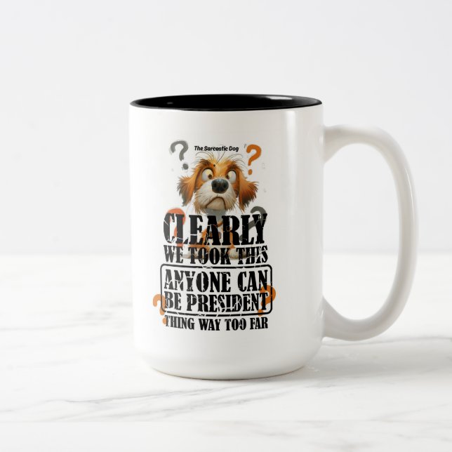 Caneca De Café Em Dois Tons Engraçado Cachorro Político Sarcástico (Direita)