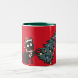 Caneca De Café Em Dois Tons Engraçado Cama de Natal