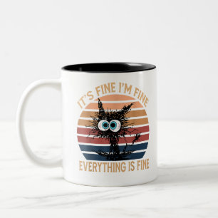 Caneca De Café Em Dois Tons Engraçado, citação de Gato Negro. Tudo bem, estou 