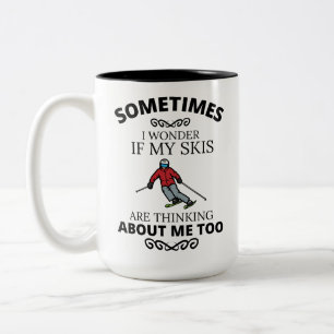 Caneca De Café Em Dois Tons Engraçado Citação de Piadas de Esqui, Entusiasta d