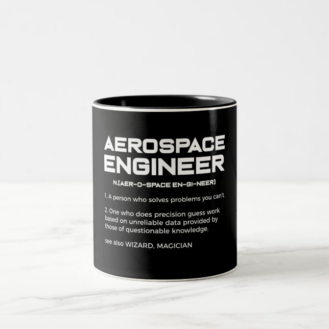 Caneca De Café Em Dois Tons Engraçado Definição de Engenheiro Aeroespacial (Centro)