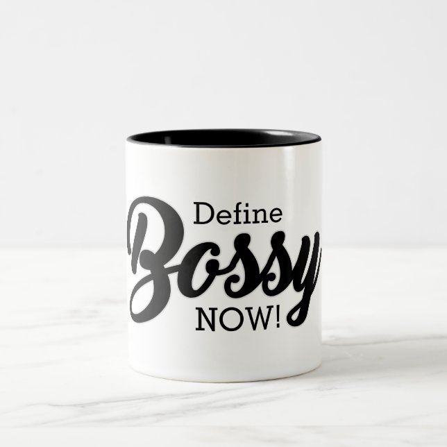 Caneca De Café Em Dois Tons Engraçado Definir Bossy AGORA! (Centro)