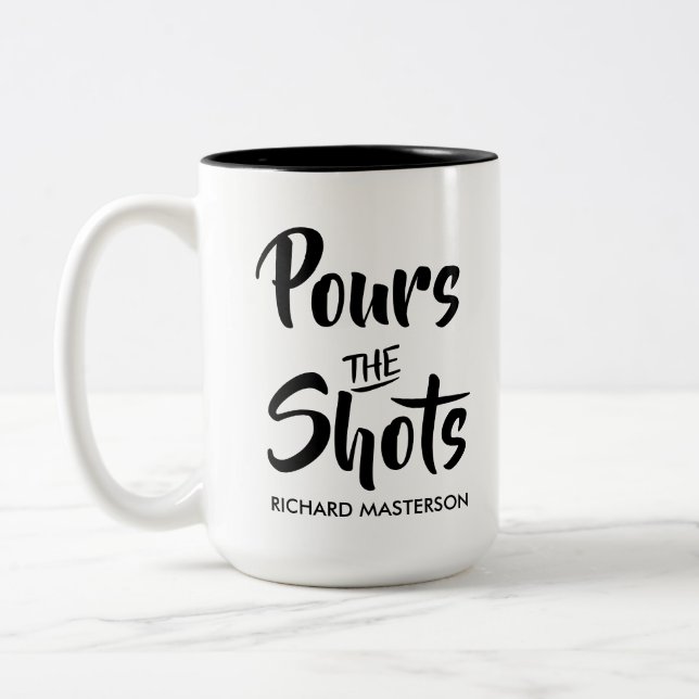 Caneca De Café Em Dois Tons Engraçado Derrama Os Tiros Decide (Esquerda)