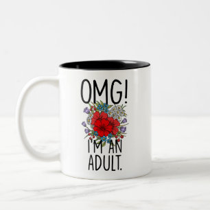 Caneca De Café Em Dois Tons Engraçado Desafios Adultos, OMG Eu sou um Adulto A
