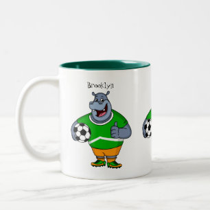 Caneca De Café Em Dois Tons Engraçado desenho animado do jogador de futebol d