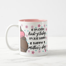 Caneca De Café Em Dois Tons Engraçado Dia de as mães de Baby Bump para mamãe s