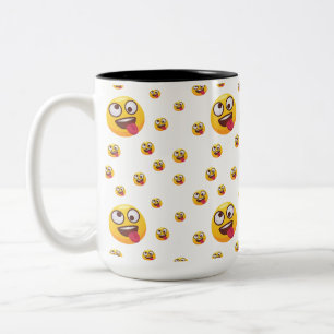 Caneca De Café Em Dois Tons "Engraçado, Engraçado, Emoji Design"