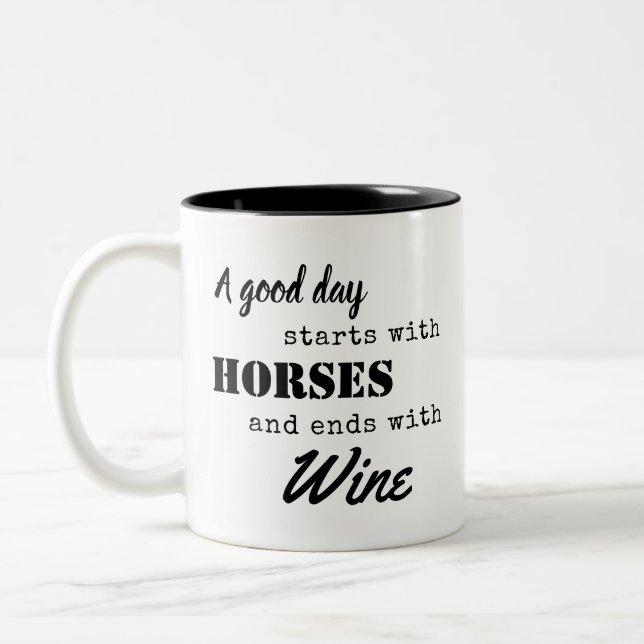 Caneca De Café Em Dois Tons Engraçado Equestre Equestrian Wine Coffee Tea (Esquerda)