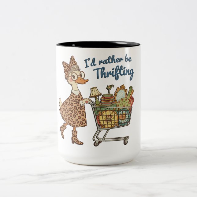 Caneca De Café Em Dois Tons Engraçado Eu Preferiria Estar Fazendo Brechó (Centro)