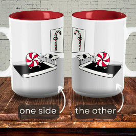 Caneca De Café Em Dois Tons Engraçado Exercício de Cartoon Pesado Doces Natal