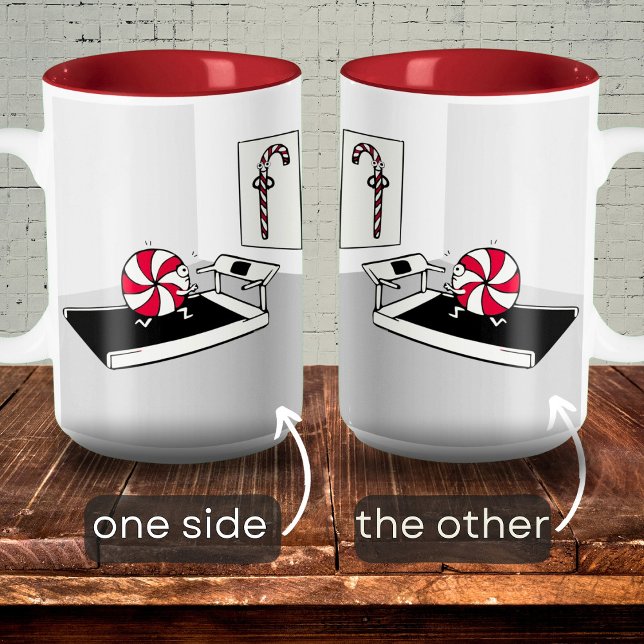 Caneca De Café Em Dois Tons Engraçado Exercício de Cartoon Pesado Doces Natal (Criador carregado)