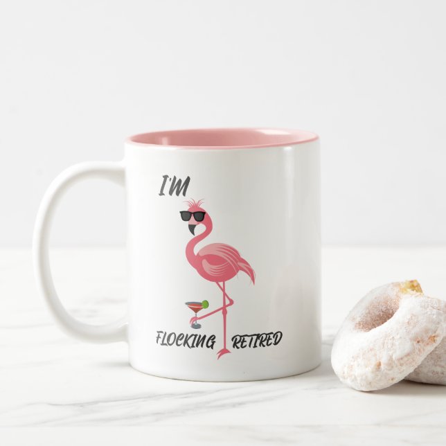Caneca De Café Em Dois Tons Engraçado Flamingo Fretando Gift-Mug Café Aposenta (Com Donut)