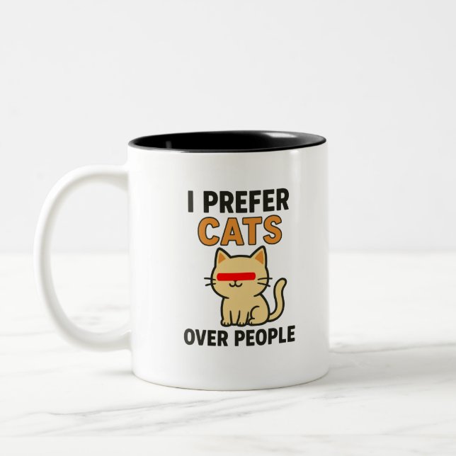 Caneca De Café Em Dois Tons Engraçado Gato Lover (Esquerda)