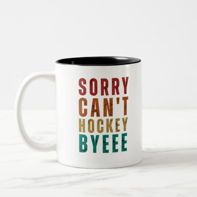 Caneca De Café Em Dois Tons Engraçado Hockey (Esquerda)