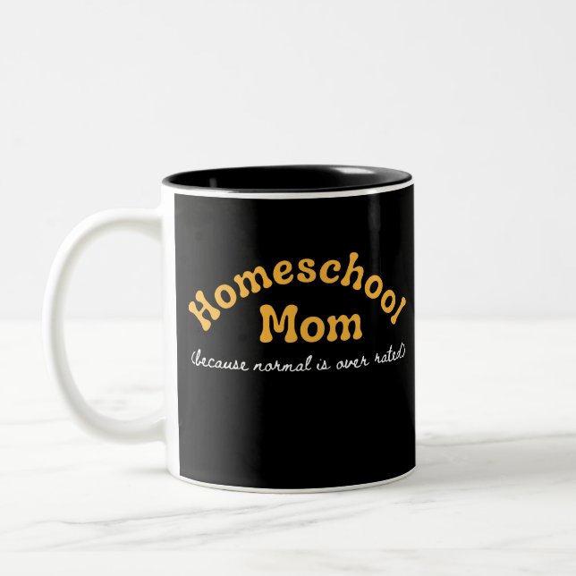 Caneca De Café Em Dois Tons Engraçado Homeschoaria Mãe Escolaridade (Esquerda)