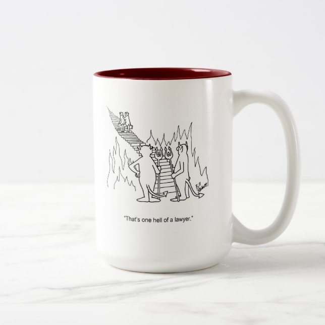 Caneca De Café Em Dois Tons Engraçado "Inferno De Advogado" (Direita)
