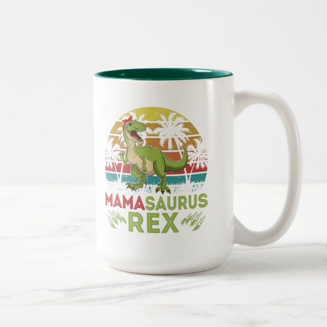 Caneca De Café Em Dois Tons Engraçado Mama Saurus Rex Coffee Mug para mamãe (Direita)