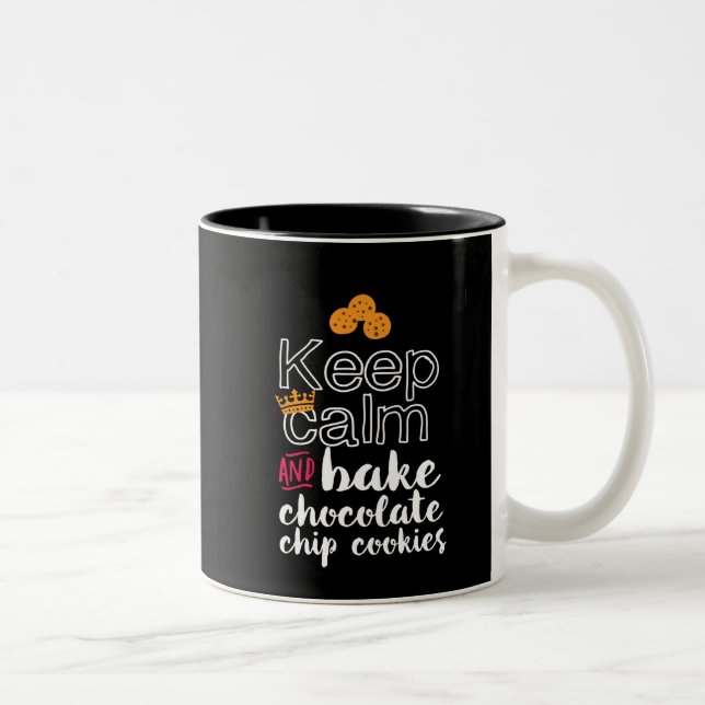 Caneca De Café Em Dois Tons Engraçado Manter Calmo e Assar Cookies Chip Chocol (Direita)