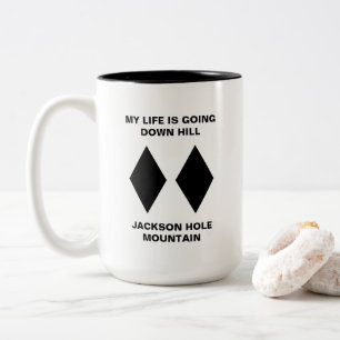 Caneca De Café Em Dois Tons Engraçado, minha vida está descendo colina, diaman