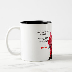 Caneca De Café Em Dois Tons Engraçado Mug-Rooster que é Rei de Seu Castelo Suc