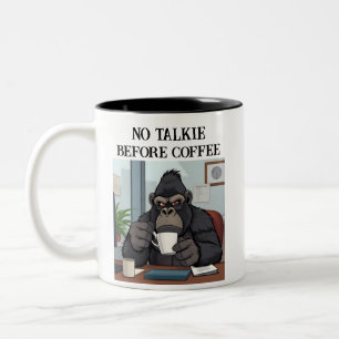 Caneca De Café Em Dois Tons Engraçado Não Falar Antes Do Café Gorilla Mug
