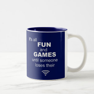 Caneca De Café Em Dois Tons Engraçado perder a Internet WiFi - Azul