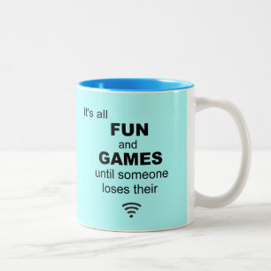 Caneca De Café Em Dois Tons Engraçado perder a Internet WiFi - Azul claro