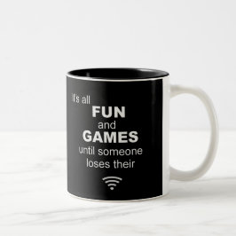 Caneca De Café Em Dois Tons Engraçado perder a Internet WiFi - Preto