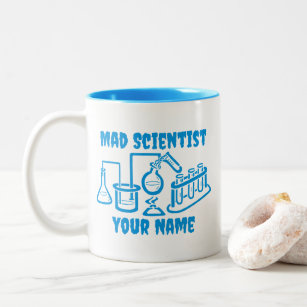 Caneca De Café Em Dois Tons Engraçado personalizado cientista louco