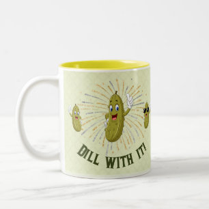 Caneca De Café Em Dois Tons Engraçado Pickle Dill Com Ele
