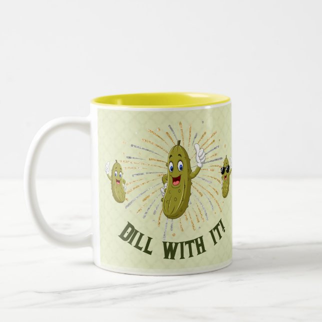 Caneca De Café Em Dois Tons Engraçado Pickle Dill Com Ele (Esquerda)