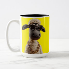Caneca De Café Em Dois Tons Engraçado Rapper Sheep Mug - Bonitinha Pet Lover G