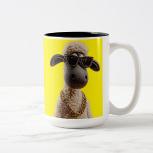 Caneca De Café Em Dois Tons Engraçado Rapper Sheep Mug - Bonitinha Pet Lover G