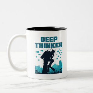 Caneca De Café Em Dois Tons Engraçado Scuba Mergulhando Mergulhador Deep Thin