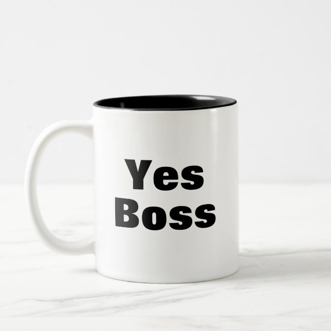 Caneca De Café Em Dois Tons Engraçado Sim Chefe Trabalho Não (Esquerda)