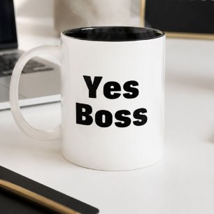 Caneca De Café Em Dois Tons Engraçado Sim Chefe Trabalho Não