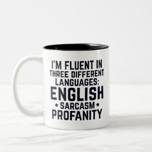 Caneca De Café Em Dois Tons Engraçado, sou fluente em três línguas diferentes