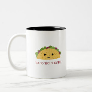 Caneca De Café Em Dois Tons Engraçado Taco Bout Cute Pun e Kawaii Taco