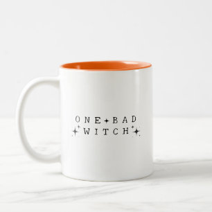 Caneca De Café Em Dois Tons Engraçado Uma Bruxa Má Moderna Halloween