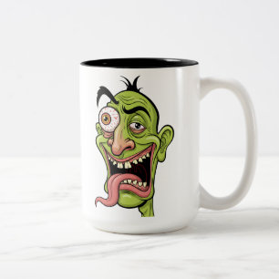 Caneca De Café Em Dois Tons Engraçado Zombie Verde Cartoon Coffee Mug - Quirky