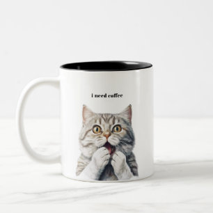 Caneca De Café Em Dois Tons Engraçados Gatos