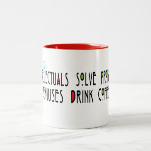 Caneca De Café Em Dois Tons Engraçados "Gênios Bebem Café"