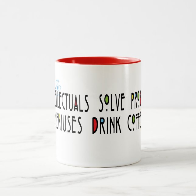 Caneca De Café Em Dois Tons Engraçados "Gênios Bebem Café"  (Centro)