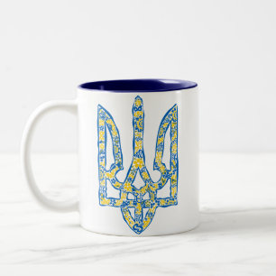 Caneca De Café Em Dois Tons Énica nacional ucraniana emblem trident trizub