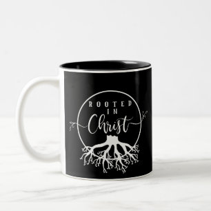Caneca De Café Em Dois Tons Enraizado no Cristo
