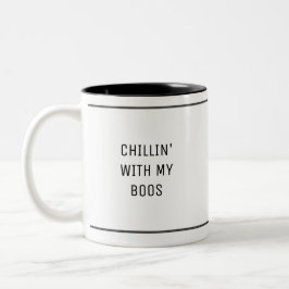 Caneca De Café Em Dois Tons Enrolando Com O Meu Boos Branco Preto
