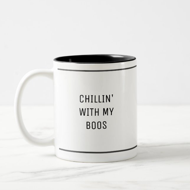 Caneca De Café Em Dois Tons Enrolando Com O Meu Boos Branco Preto (Esquerda)
