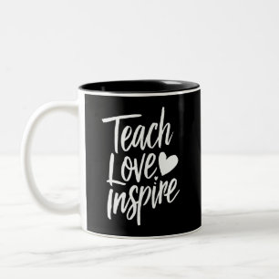 Caneca De Café Em Dois Tons Ensine Amor Inspire Presente do Dia dos Professore